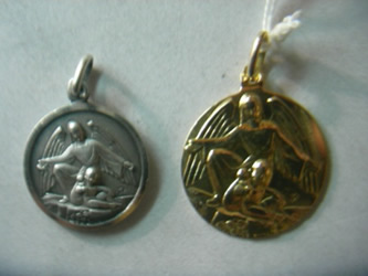 medalla angel guarda oro plata